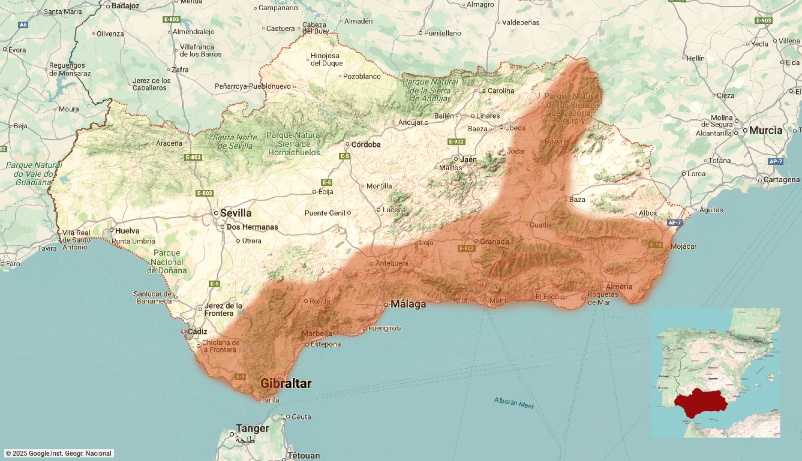 Karte Winterflucht Andalusien Tour-A