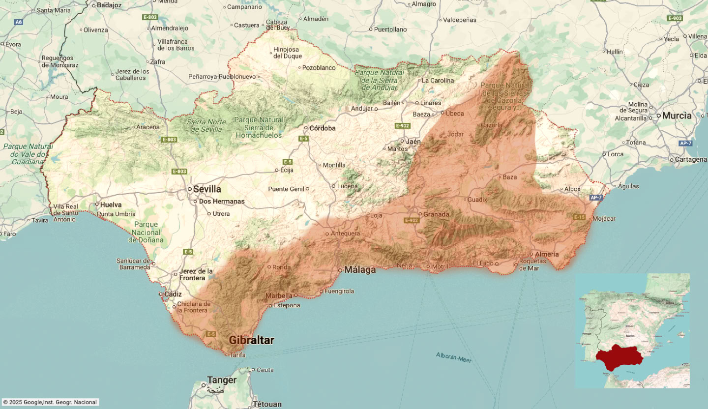 Karte Winterflucht Andalusien Tour-A